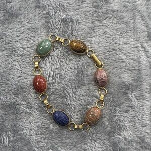 Gold tone Multicolor Scarab Bracelet
